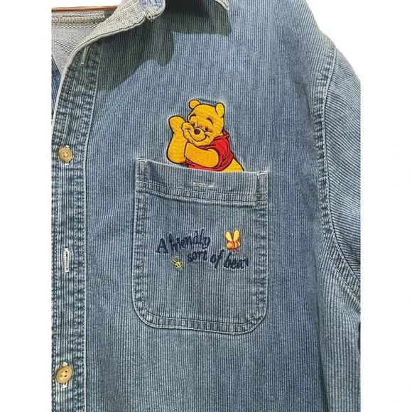 The Disney Store Winnie The Pooh Blue Long Sleeve corduroy medium - Picture 3 of 5